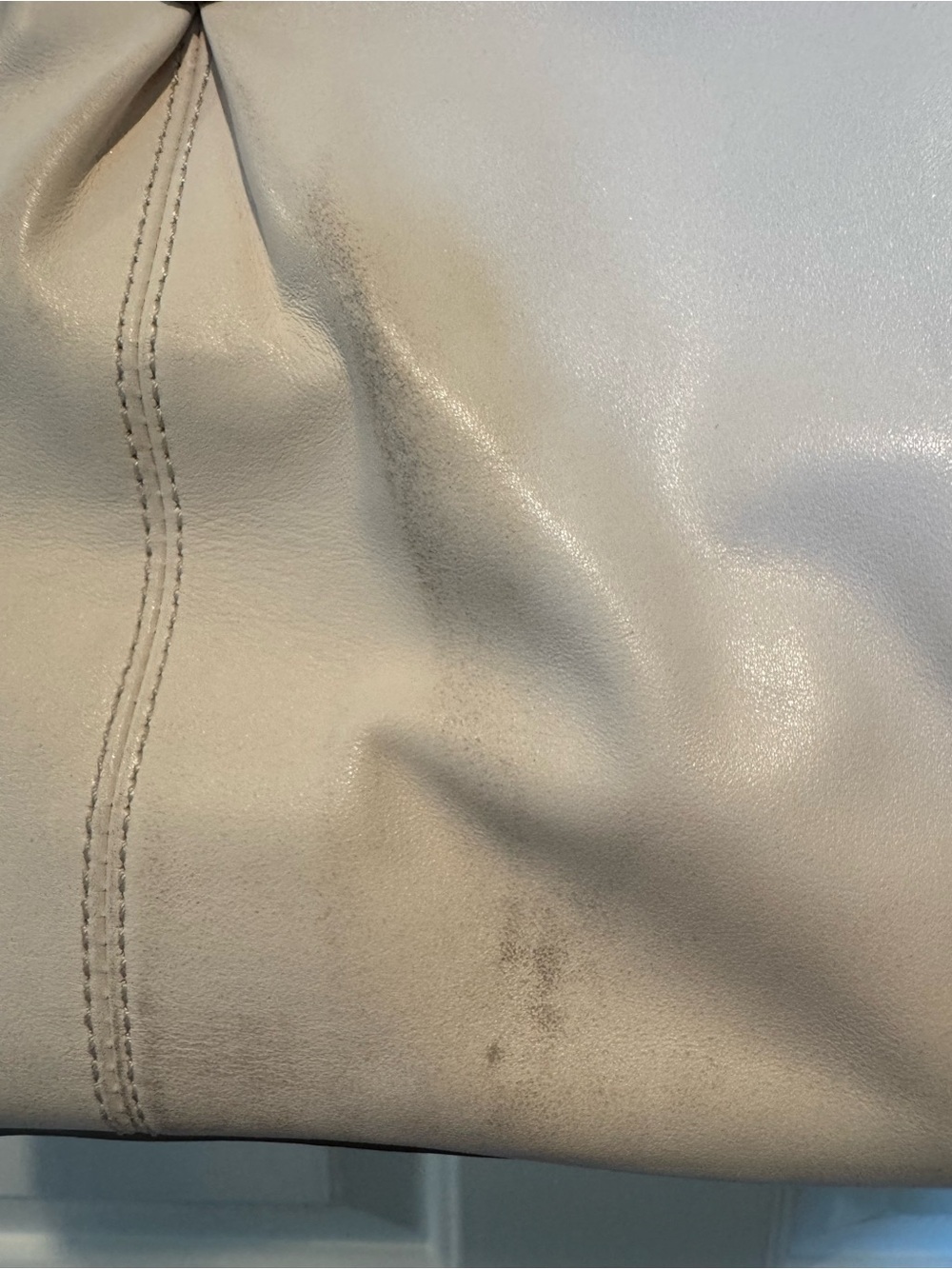 Coach Leather Satchel Bag in Light Cream and Gold Accents - Picture 2 of 16